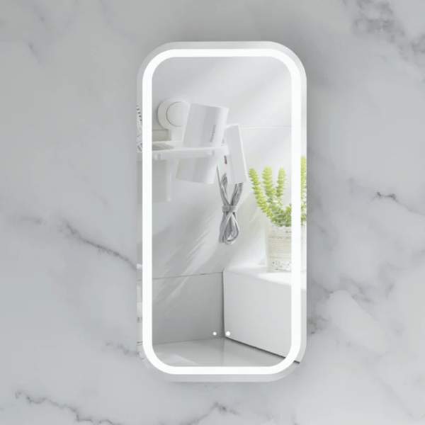 Victiles Vanities C-4590RSMWL CARYSIL EARLS 450X900MM MATTE WHITE SQUIRCLE LED SHAVING CABINET