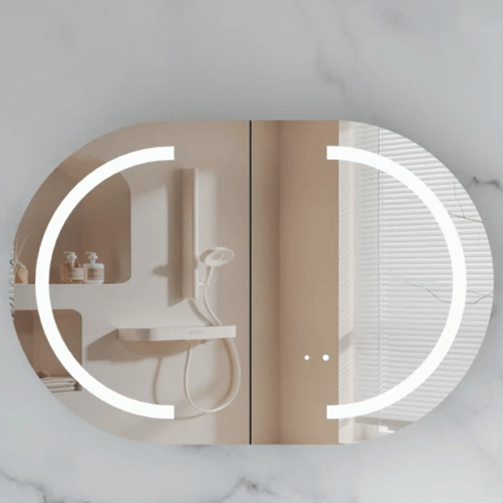 Victiles Vanities C-9060CSMWL CARYSIL MYSTIC 900X600MM MATTE WHITE OVAL LED SHAVING CABINET