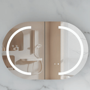 Victiles Vanities C-9060CSMWL CARYSIL MYSTIC 900X600MM MATTE WHITE OVAL LED SHAVING CABINET