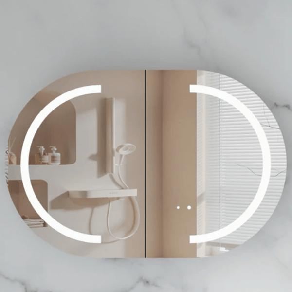 Victiles Vanities C-9060CSMWL CARYSIL MYSTIC 900X600MM MATTE WHITE OVAL LED SHAVING CABINET
