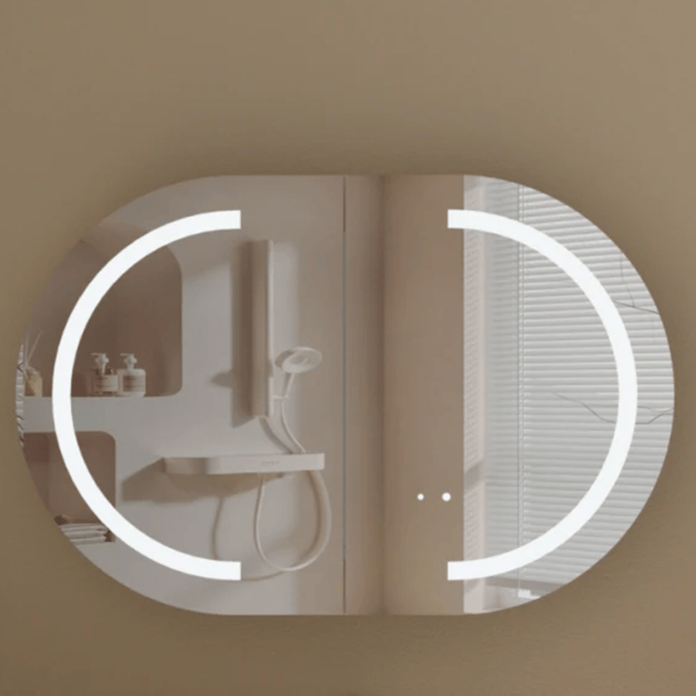 Victiles Vanities C-9060CSWAL CARYSIL MYSTIC 900X600MM WALNUT OVAL LED SHAVING CABINET