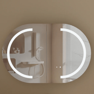 Victiles Vanities C-9060CSWAL CARYSIL MYSTIC 900X600MM WALNUT OVAL LED SHAVING CABINET