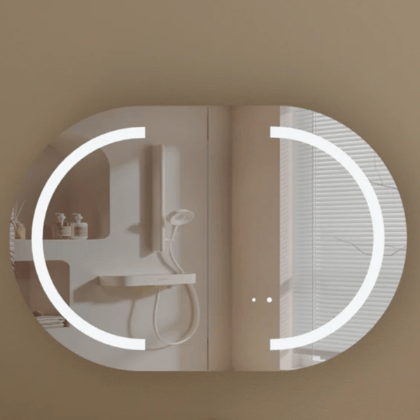 Victiles Vanities C-9060CSWAL CARYSIL MYSTIC 900X600MM WALNUT OVAL LED SHAVING CABINET