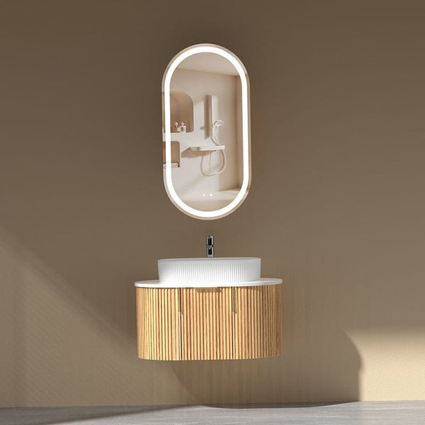Victiles Vanities CARYSIL 750mm Fluted Wall Hung Vanity 750 x 469 x 412mm