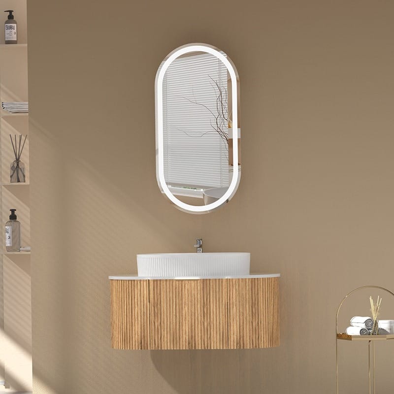 Victiles Vanities CARYSIL 900mm Fluted Wall Hung Vanity 900 x 469 x 412mm
