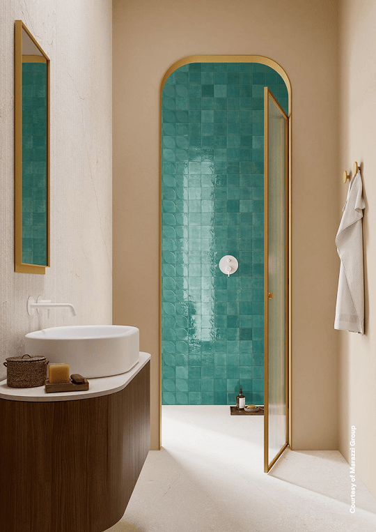 Marazzi Modernista Lume Turquoise Lux Gloss Subway Tile 100x100mm