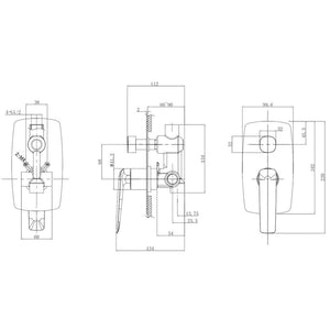 TSI Mixer Taps WMD204.02 Bellino Matte Black Wall Mixer Diverter