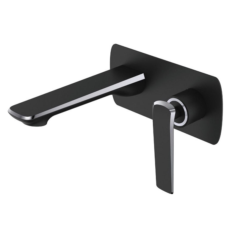 WMT14.03 Esperia Matte Black & Chrome Wall Mixer With Spout