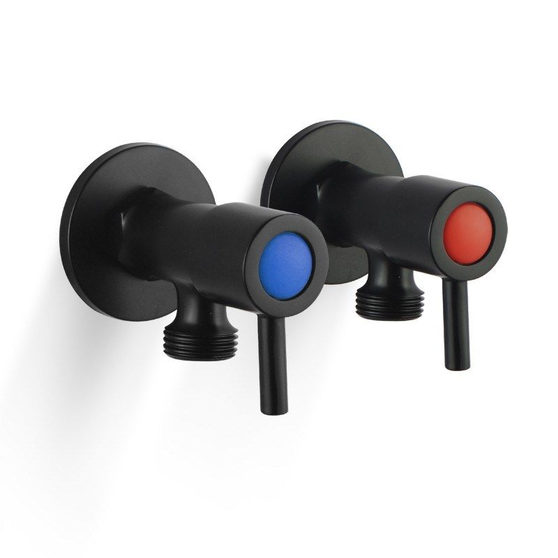 WST16.02+WST16.02 Pentro Matte Black Round Brass Washing Machine Taps Set