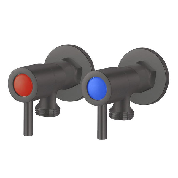 WST16.06+WST16.06 Pentro Gun Metal Grey Round Brass Washing Machine Taps Set