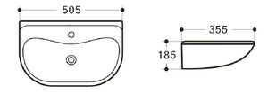 ZENMO Basins Wb 5035W MOBI Wall Hung Basin with Brackets 505x355x185MM