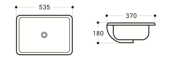 ZENMO Basins Wb 5038B QUBI Under Counter Basin 535x370x180MM