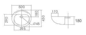ZENMO Basins WB 5043 COMO Semi Recess Basin 500x430x180MM