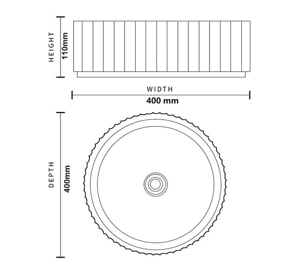 ZENMO Basins WB4011WT PIAZA Above Counter Basin in Matte White 400x400x110MM