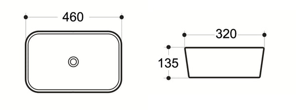 ZENMO Basins WB4632M LUCERNE Above Counter Basin in Matte White Finish 460x320x135MM