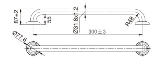 TP GRAB300MK MOBI CARE 300mm Grab Rail in Matte Black