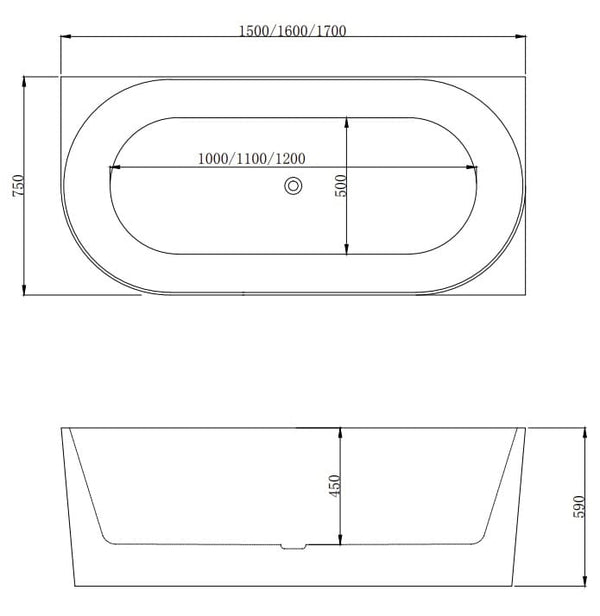 ZENMO Bathtubs BT 359LS PIAZA 1500mm Left Hand Free Standing Bath in Gloss White 1500x750x590mm