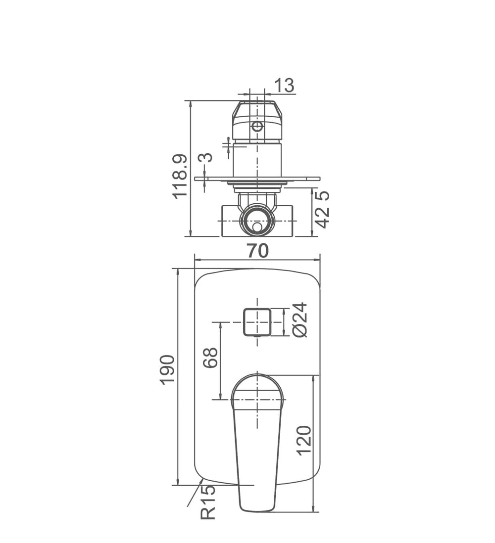 WT 1109GM EXON Shower Mixer with Diverter in Gun Metal