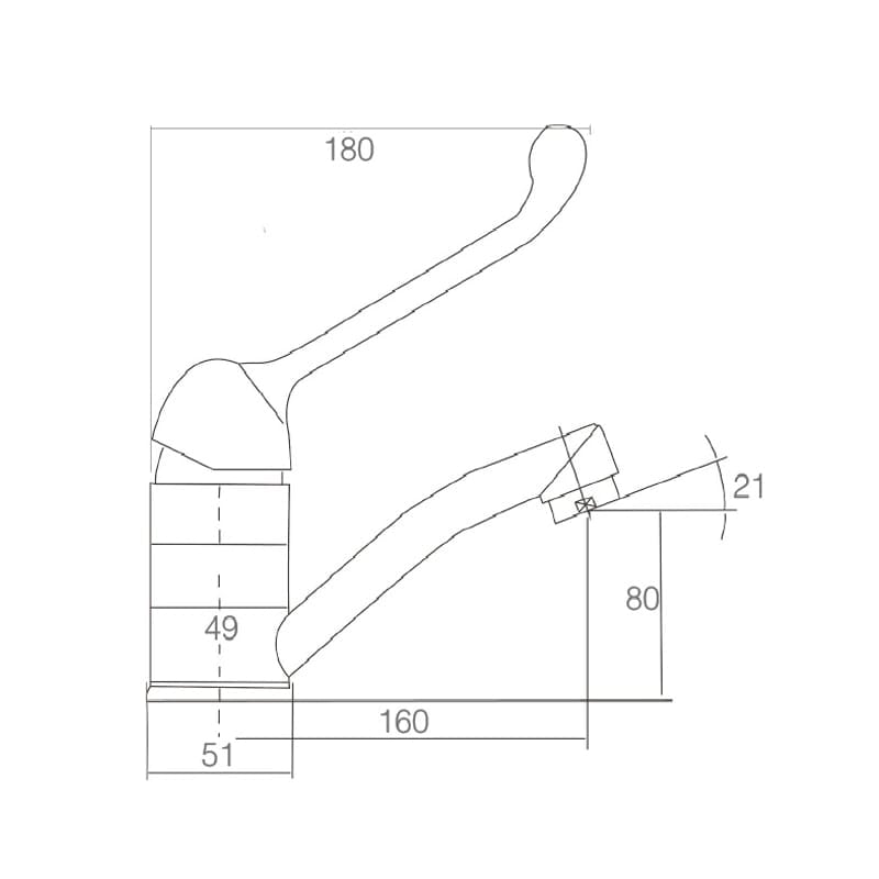 WT 150D MOBI CARE Swivel Basin Mixer with Disabled Handle in Chrome