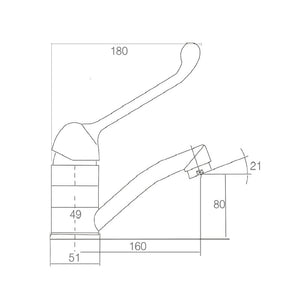 ZENMO Mixer Taps WT 150D MOBI CARE Swivel Basin Mixer with Disabled Handle in Chrome