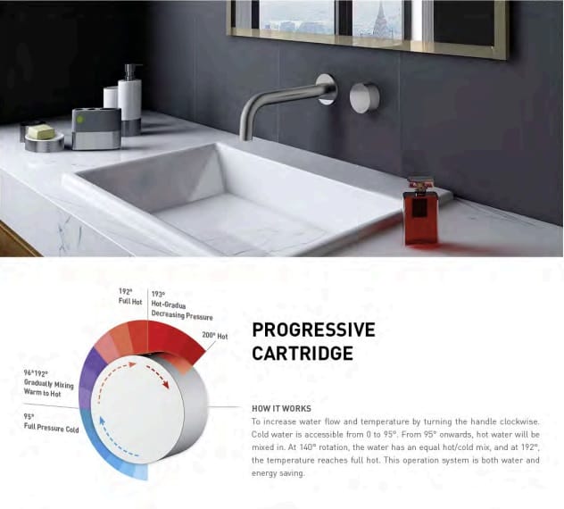 WT 2008BN VIVO Wall Mixer with Progressive Cartridge in Brushed Nickel