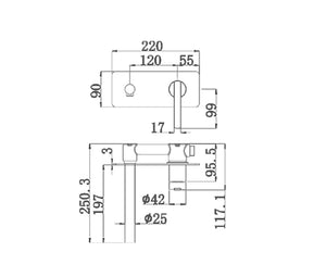 ZENMO Mixer Taps WT 2318BN ROMEO Basin/Bath Set in Brushed Nickel