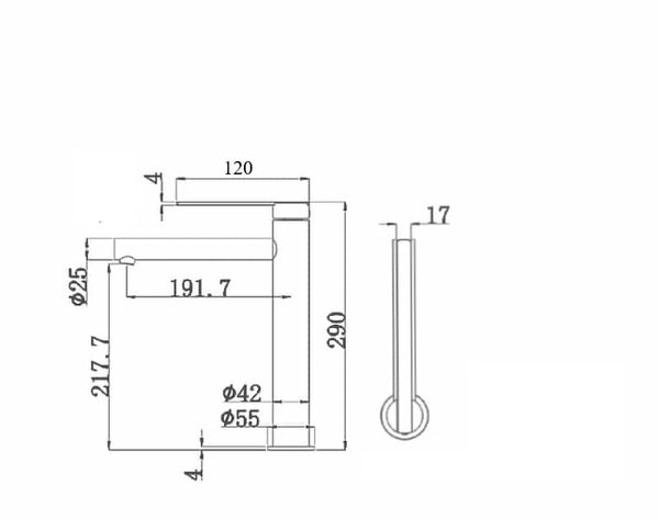 ZENMO Mixer Taps WT 2333BN ROMEO Tower Basin Mixer in Brushed Nickel