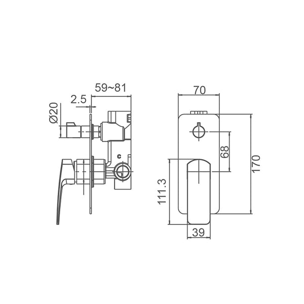 ZENMO Mixer Taps WT 3509 BRAVO-II Shower Mixer with Diverter in Chrome