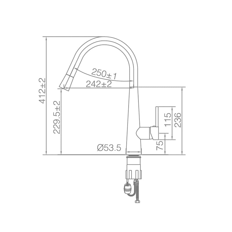 WT 4122BN  JESS Goose Neck Sink Mixer in Brushed Nickel