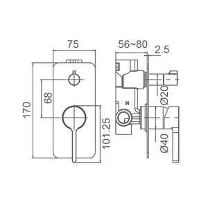 ZENMO Mixer Taps WT 6509 KENZO Shower Mixer with Diverter in Chrome