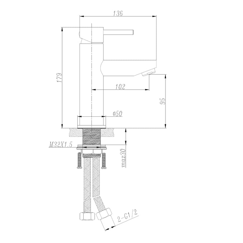 WT 6651GM JESS Basin Mixer in Gun Metal