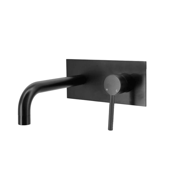 ZENMO Mixer Taps WT 708BKC JESS Basin/Bath Set with Curved Spout in Matte Black