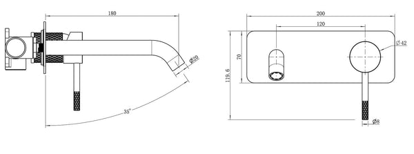ZENMO Mixer Taps WT 7507BB TIARA Basin/Bath Set in Brushed Brass